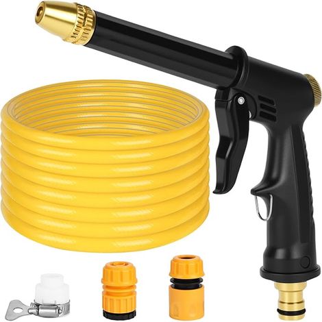 Garden Hose PVC 5M Garden Hose with Spray Gun, Fittings and Universal Fitting, Anti-Kink Hose for Garden, Car Wash and Balcony (1/4)