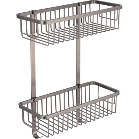 Milos Colore Gunmetal Grey Rectangular 2 Tier Wall Mounted Wire Basket