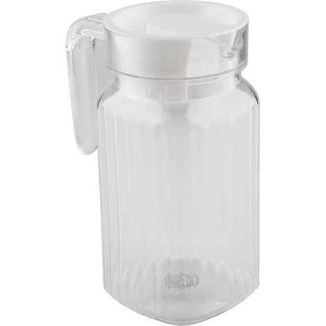 Bouteille de jus transparente en acrylique de 500 ml, rayée, avec couvercle, idéale pour les bars et la maison. Parfaite pour l'eau, les jus frais et les boissons glacées. (1/5)