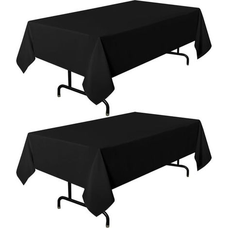 Lot de 2 nappes noires environ 148 x 320 cm Nappes rectangulaires Table de 8 pieds - Nappes Laxon résistantes aux taches, infroissables et lavables pour tables à manger, buffets et camping (1/5)