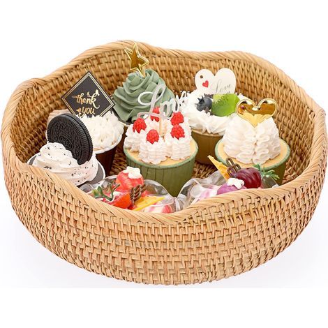 - Obstkorb - Weidenkorb - Aufbewahrung für Brot und Kekse - Tischdekoration im Landhausstil - Natur - 28 x 9,7 cm (1/5)