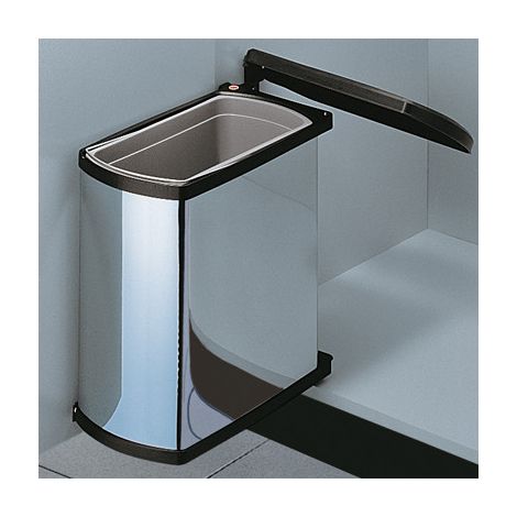 Hailo – Poubelle automatique encastrable sous évier 18L – Bac amovible en plastique – Couvercle fixe anti-odeurs – Acier inoxydable – Installation facile