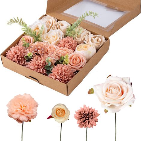 (Stil 10) DIY-Brautstrauß, Blumenstrauß in Geschenkbox für die Feiertage, DIY-Stielblumenstrauß für Zuhause (1/2)