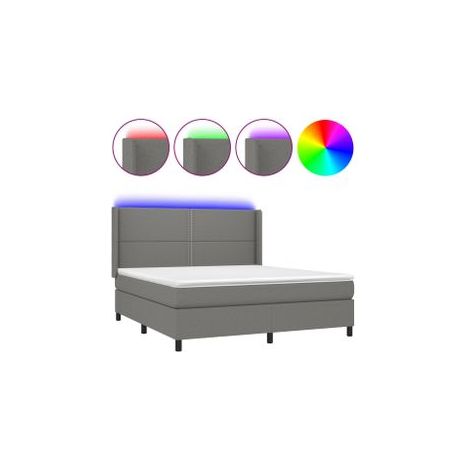 Sommier à lattes de lit matelas LED Gris foncé 180x200 Tissu (1/5)
