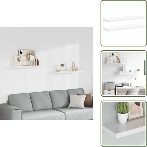 Schweberegale 2 Stk. Weiß 80x23,5x3,8 cm MDF - Schweberegale - Wandregale - Regalset - Weißes Regal - Modernes Regal (1/5)