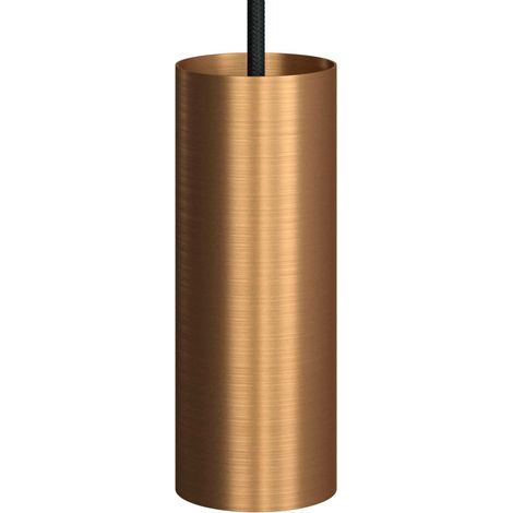 Lampada a sospensione completa di cavo tessile, paralume Tub-E14 e finiture in metallo  Senza lampadina - Bronzo satinato - Matter ON/OFF