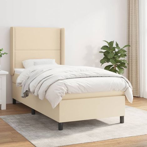 Boxspringbett mit Matratze Creme 100x200 cm Stoff (1/5)