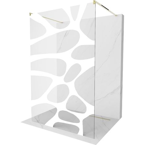 Mexen Kioto paroi de douche autoportante 120 x 200 cm, transparent/Design blanc 8 mm, Or - 800-120-002-50-97 (1/5)