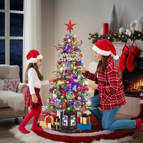 Sapin de Noël Artificiel 125 cm, 150 LED, 9 Modes, Pot Lumineux Renne (1/5)