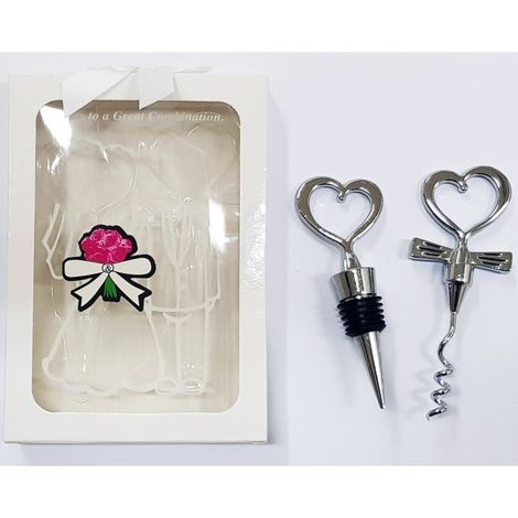 TRADE SHOP - Coppia Cavatappi E Tappo Sposa Sposo Scatola Segnaposto Tavola Bomboniera Nozze -