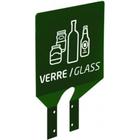 Plaque signalétique de tri Collec pour poteau - Verre - vert mousse - RAL 6005