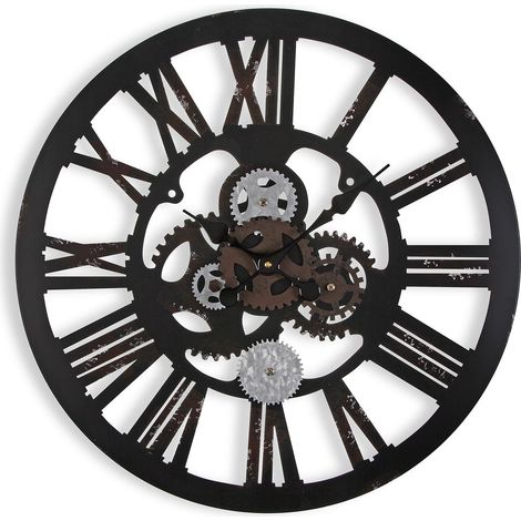 Horloge Murale pour la Cuisine, Le Salon, la Salle à Manger ou la Chambre. Pendule Murale, Dimensions (H x l x L) 59 x 4 x 59 cm, Métal, Couleur: Noir (1/5)