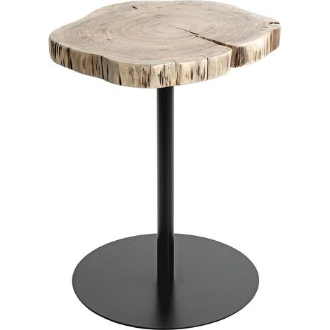 Table d’appoint ronde en bois massif d’acacia et métal noir - Diamètre 40 x Hauteur 50 cm (1/5)