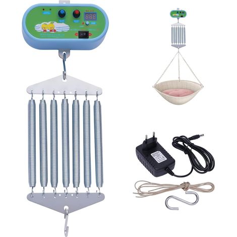 Control eléctrico de la cuna, cuna eléctrica automática con 7 muelles, peso máx. de carga 20 kg, amplitud de vibración ajustable para cuna de muelles, columpio para bebés (1/5)