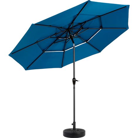 Parapluie de terrasse 10 pieds, Cadre en aluminium – Anti-UV, imperméable, inclinaison réglable – Triple couche respirante (Sans socle) (1/5)