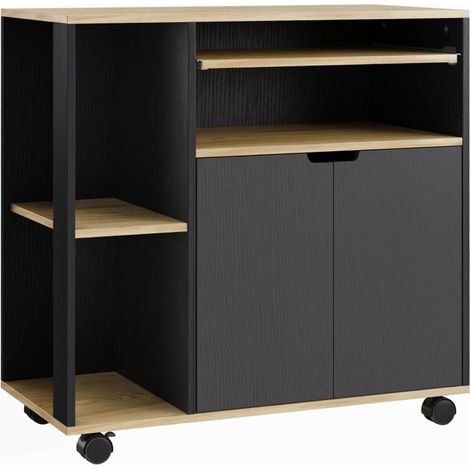Küchenwagen mit Schrank, verstellbaren Regalböden, schwarz (1/4)