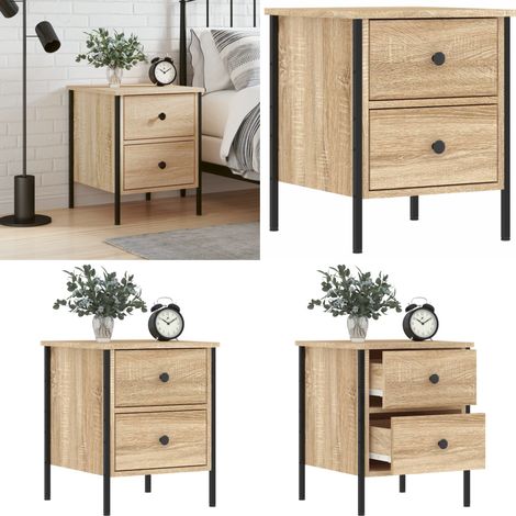 Table de chevet chêne sonoma 40x42x50 cm bois d'ingénierie - Table De Chevet Industrielle - Meuble De Chambre - Table D'appoint - Tiroir - Design Industriel - Home & Living (1/5)