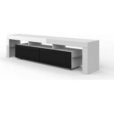 Mueble TV PANAMA 190 cm blanco mate / negro brillante
