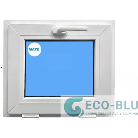 Finestra in PVC L600 mm x H400 mm Bianco, A Vasistas Vetro Satinato (1/2)