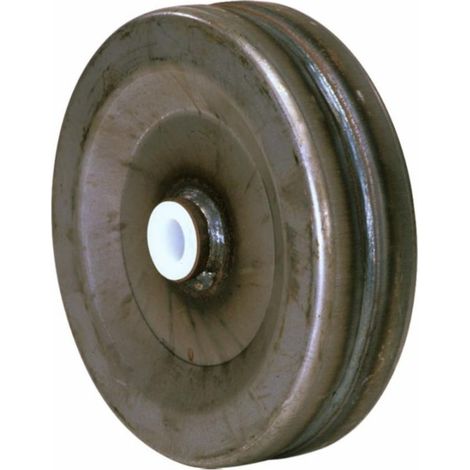 Roue de brouette en fer Ø 225x80 – Bague nylon Ø 20 – Charge 450kg – Pour chantiers humides et terrains accidentés (1/2)