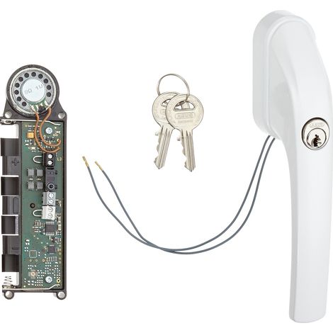 Abus Fos550A Al0125 Spranga con Blocco, Serratura a Spinta con Cilindro e Allarme, Chiave Maestra, Livello di Sicurezza: 10, 07299, Bianco (1/4)