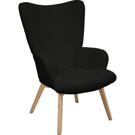 Svita – Fauteuil relax à oreilles noir – Rembourré polyester – Dimensions 64x70x96 cm – Accoudoirs confortables – Charge max 120 kg (1/5)
