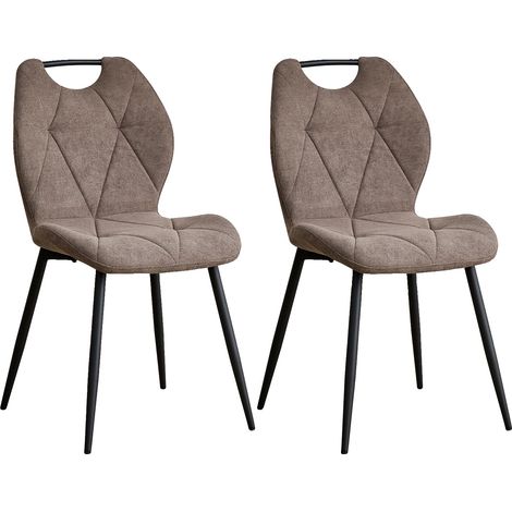 Sedia da pranzo, tessuto morbido, stile moderno minimalista, 2 pezzi, marrone (1/2)