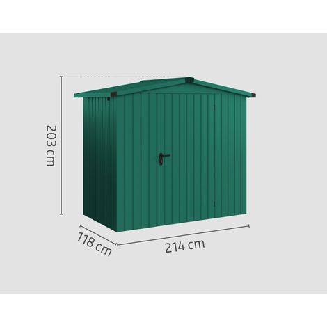 EcoStar Metallgerätehaus made by Hörmann 214 x 118 Gerätehaus aus Metall in Grün, Geräteschrank mit 0,4 mm Wandstärke Gartenhaus