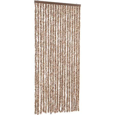 vidaXL Fly Curtain Beige and Dark Brown 56x200 cm Chenille