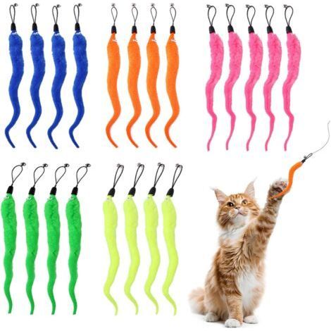 20 Pieces Replacement Interactive Cat Toys with Bells, Cat Toy, Furry Tail Worm with Bell Interactive Cat Chaser Toys, Kittens Wand Refills Attachments (1/5)