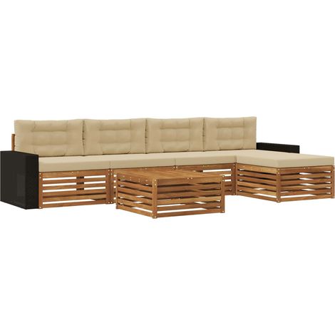 Outdoor-Sofagarnitur 6 pcs Natur und Beige 79 x 79 x 37 cm vidaXL
