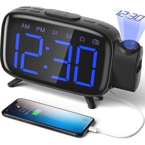 Radio-réveil à projection numérique avec 3 niveaux de luminosité et radio FM à projection 180°. (1/5)