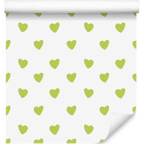 Papier peint Cœur Blanc, Citron vert et Crème 50x1000 cm (1/5)
