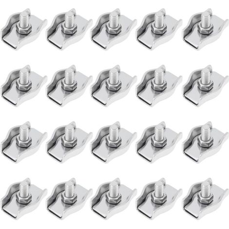 Serre-câbles Simplex M4, paquet de 20, acier inoxydable 304, pour câbles électriques de 3 mm, câbles de jardin, terrasses et voiles d'ombrage.