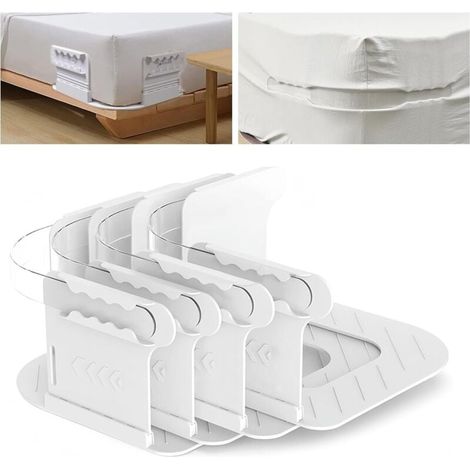 4PCS Support De Draps De Lit,Attache Drap Housse,Support de Drap de Lit Robuste,Sangles de Drap-Housse d'angle,Gardez Les Draps Fermes et Serrés,s'adapte à Toutes Les Tailles de Matelas (1/4)