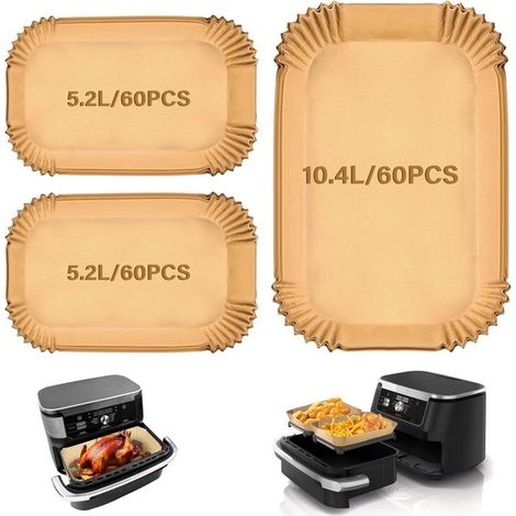 Carta da forno per friggitrici ad aria Fogli di carta da forno per Tefal Easy Fry 5,2 l/3,1 l Inserti di carta usa e getta per Cookwise 9 l/Philips serie 3000 9 l 12 (1/5)