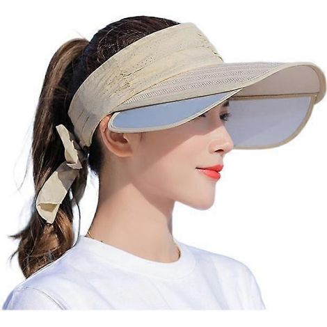 Chapeau de soleil à larges bords pour femme - Plage, pêche, randonnée, jardinage, camping (beige) (1/4)