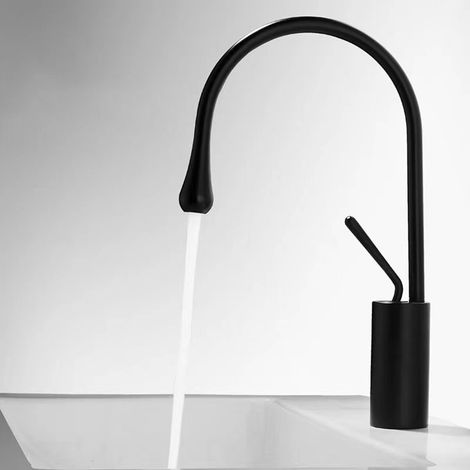 Cross-border European style water dropper faucet, bathroom rotating countertop faucet, toilet hot and cold basin faucet, best-selling item - Black [Low Model]