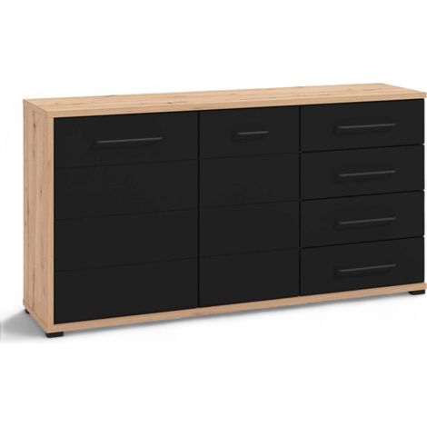 Mobile soggiorno rovere artigiano nero dimensioni 161,5x40x84 cm con ripiani ampi struttura solida truciolare bilaminato