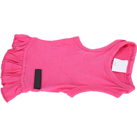 Vêtements d'été pour animaux de compagnie : T-shirt sans manches en coton mignon pour chien, jupe-chemise et robe rose taille S (1/5)