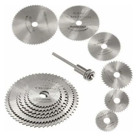 7 Piece HSS Circular Saw Blade – Cutting Discs for Wood, Plastic and Non-Ferrous Metals – 1/8" (3.175mm) Diameter – Easy Installation - 8quot (1/4)