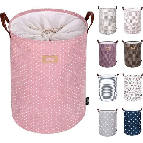 Panier À Linge Rond Pliable - 48 Cm - Tissu Épais Lavable Et Respirant - Pour Sous-Vêtements Serviettes Et Articles De Toilette - 1 Pièce (1/5)