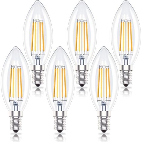 Pack of 6 Dimmable LED Candle Bulbs E14 4W (Replaces 40W) Warm White 2700K Dimmable