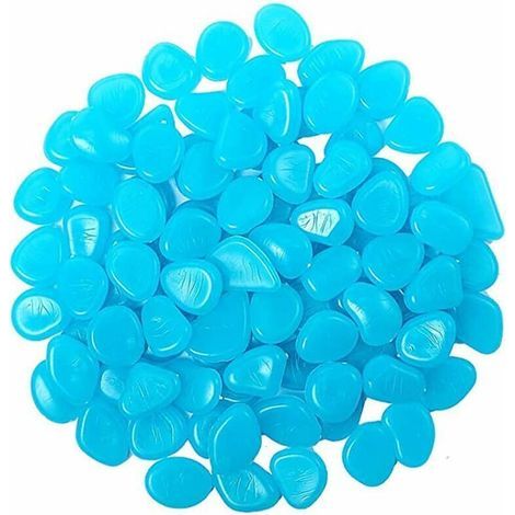 Guijarros luminosos para acuario y jardín - Paquete de 200 piedras fluorescentes azules, decoración para interiores y exteriores. (1/5)