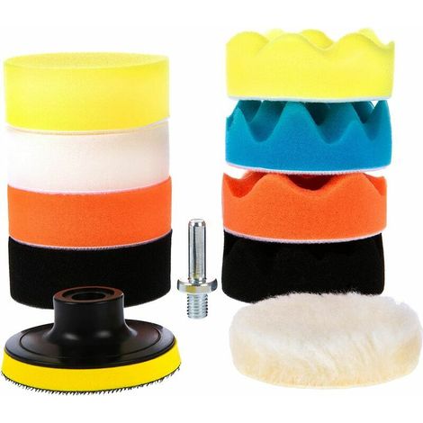 11 Tampons Éponges Résistants De 3 Pouces tampon de polissage de voiture polisseuses et tampons de voi tampons de polissage avec adaptateur de perceuse M10Tampons de polissage pour perceuse cire de po (1/5)