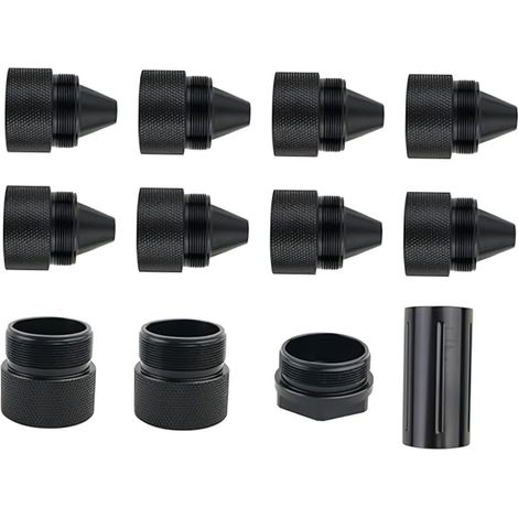 Schwarze, konische Dichtungsspitzen aus Aluminiumlegierung, kompatibel mit 1,375'' x 24 (11er-Packung)