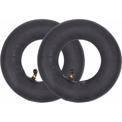 Lot de 2 Chambres à air avec Tige de Valve pliée TR87 2.80/2.50-4 280/250-4 Remplacement pour Diables, Chariot Utilitaire, Tondeuses à Gazon, Brouettes, Dollys, Scooters