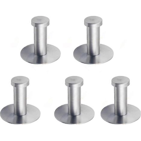 Lot de 8 crochets adhésifs pour serviettes en acier inoxydable, sans perçage, pour cuisine et salle de bain, couleur argent. (1/5)