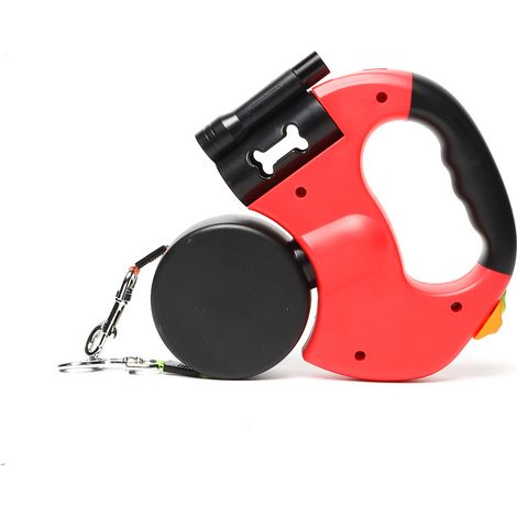 360°-Hundeleine – Ideal für 2 Hunde – Leine – Verwicklungsfreies System – LED-Licht – Rot