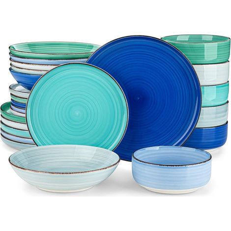 24tlg vancasso bonita Geschirrset Steingut Tafelservice modern Blau (1/5)